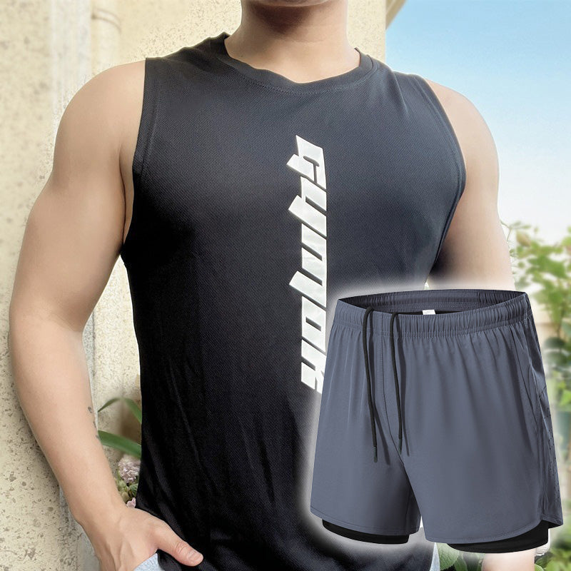 ⏰ 50 % RABATT – Nur für kurze Zeit ✨Herren Sport-Set für den Sommer 🏃 Schnell trocknendes Tanktop & Lockere Shorts