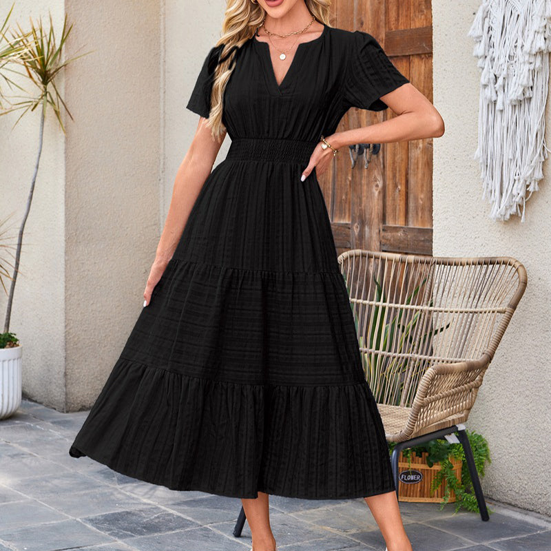 ☀️ Sommerliches Damen-Maxikleid mit V-Ausschnitt – Lässig, luftig & in vielen Farben erhältlich!
