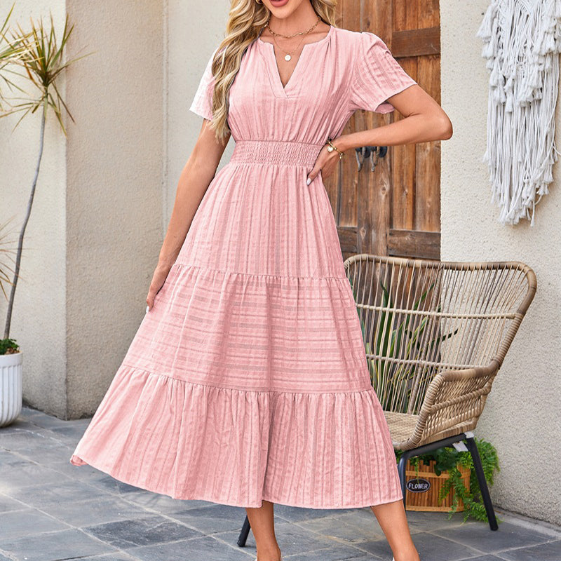 ☀️ Sommerliches Damen-Maxikleid mit V-Ausschnitt – Lässig, luftig & in vielen Farben erhältlich!