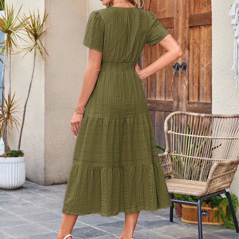 ☀️ Sommerliches Damen-Maxikleid mit V-Ausschnitt – Lässig, luftig & in vielen Farben erhältlich!