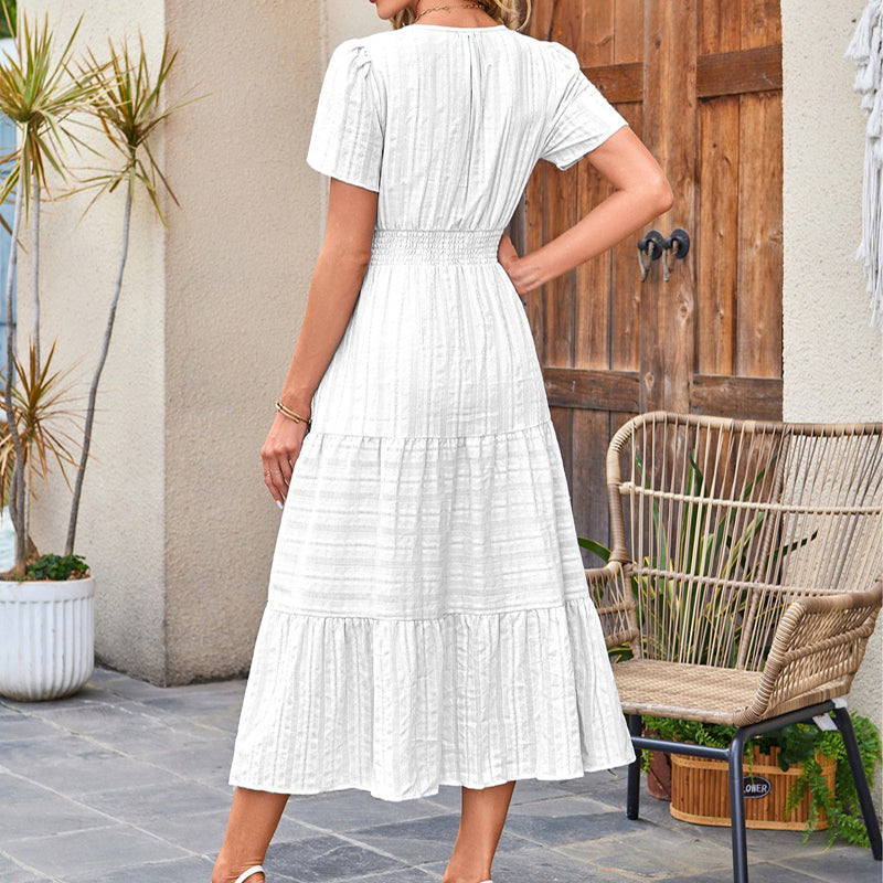 ☀️ Sommerliches Damen-Maxikleid mit V-Ausschnitt – Lässig, luftig & in vielen Farben erhältlich!