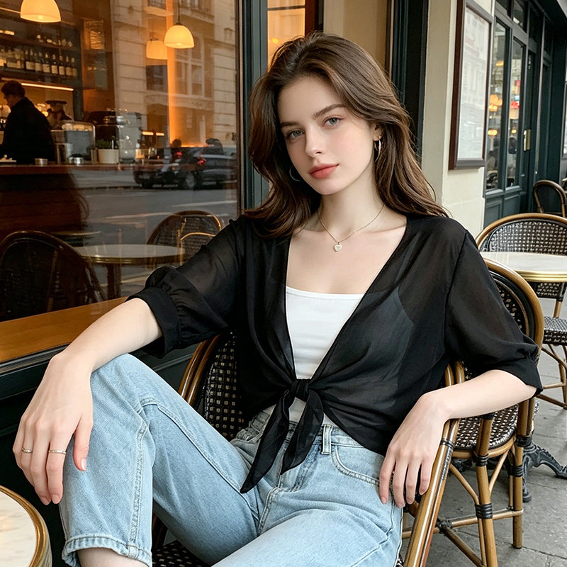 📢📢50 % RABATT !! ⏰Leichte Damen Chiffon-Strickjacke ☀️ Luftig, Elegant & Perfekt für den Sommer