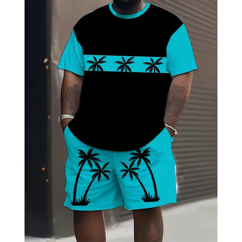 ⏰ 50 % RABATT – Nur für kurze Zeit ✨Herren Sommer-Set 🌴 Bedrucktes Oberteil & Shorts – Leicht und Bequem