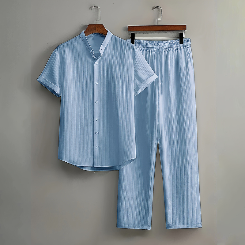 🏆LETZTER TAG DES SALE – 50 % RABATT🔥Strukturiertes 2-teiliges Hemd- und Hosen-Set für Herren