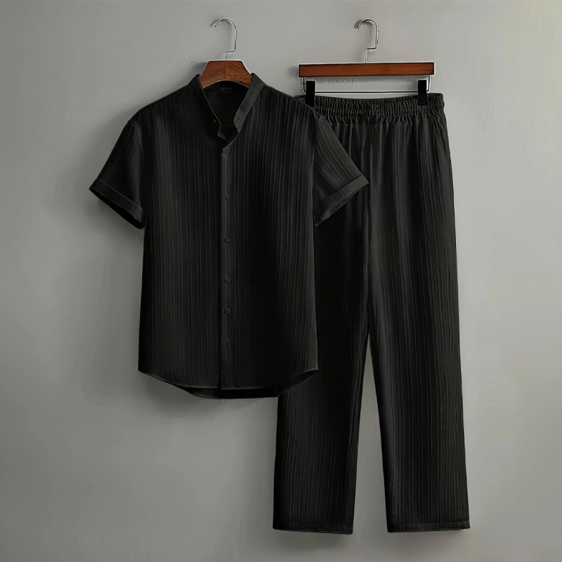 🏆LETZTER TAG DES SALE – 50 % RABATT🔥Strukturiertes 2-teiliges Hemd- und Hosen-Set für Herren