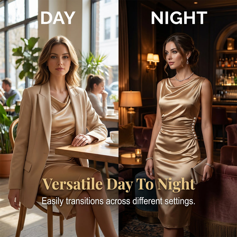 ⏰ 40 % RABATT – Nur für kurze Zeit ✨Elegantes Damen Midikleid 💃 Perfekt für Abendessen, Hochzeiten & Partys
