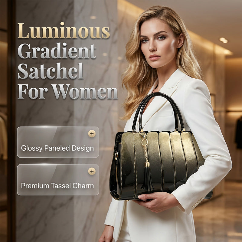 ⏰ 40 % RABATT – Nur für kurze Zeit ✨Damen Satchel Tasche mit Glanz-Effekt 💎 Gradient Design & Moderner Look