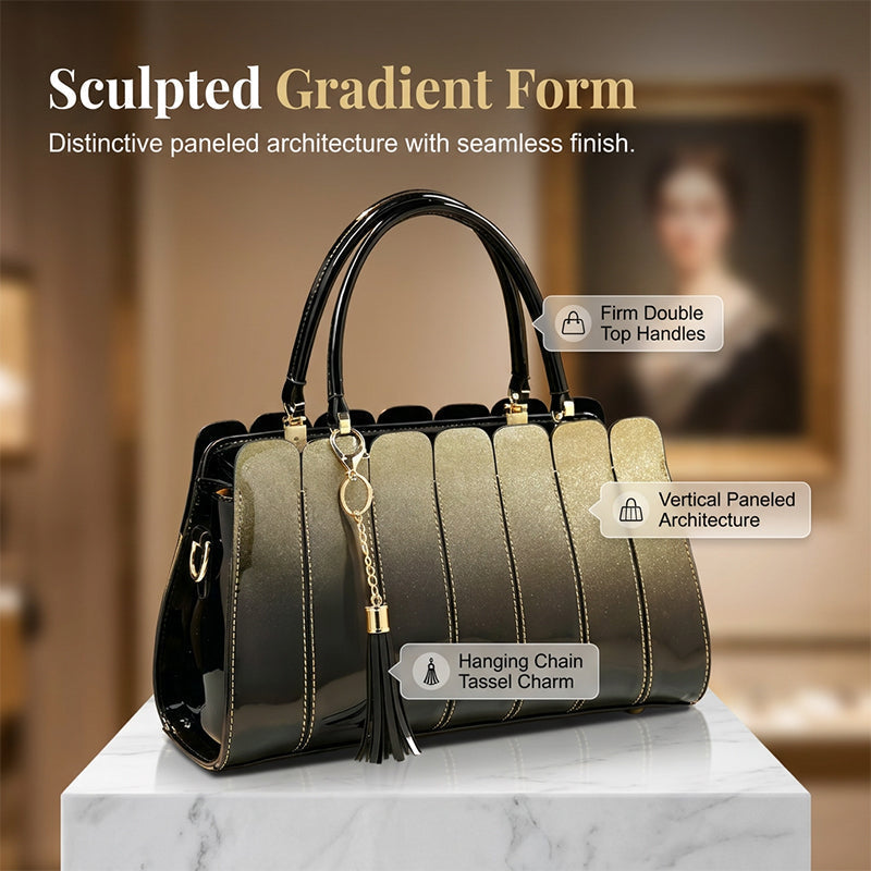 ⏰ 40 % RABATT – Nur für kurze Zeit ✨Damen Satchel Tasche mit Glanz-Effekt 💎 Gradient Design & Moderner Look