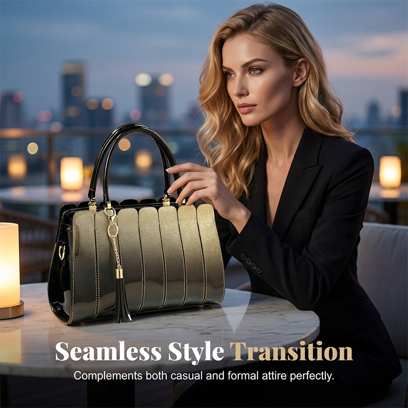 ⏰ 40 % RABATT – Nur für kurze Zeit ✨Damen Satchel Tasche mit Glanz-Effekt 💎 Gradient Design & Moderner Look