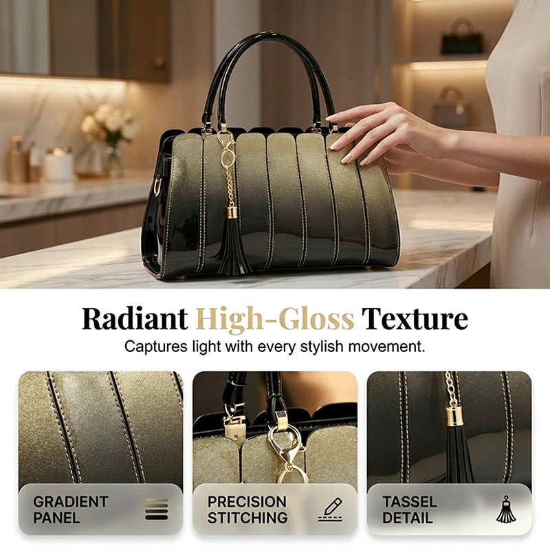 ⏰ 40 % RABATT – Nur für kurze Zeit ✨Damen Satchel Tasche mit Glanz-Effekt 💎 Gradient Design & Moderner Look