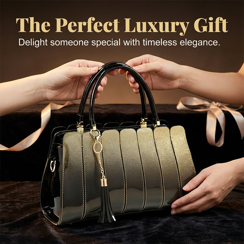 ⏰ 40 % RABATT – Nur für kurze Zeit ✨Damen Satchel Tasche mit Glanz-Effekt 💎 Gradient Design & Moderner Look