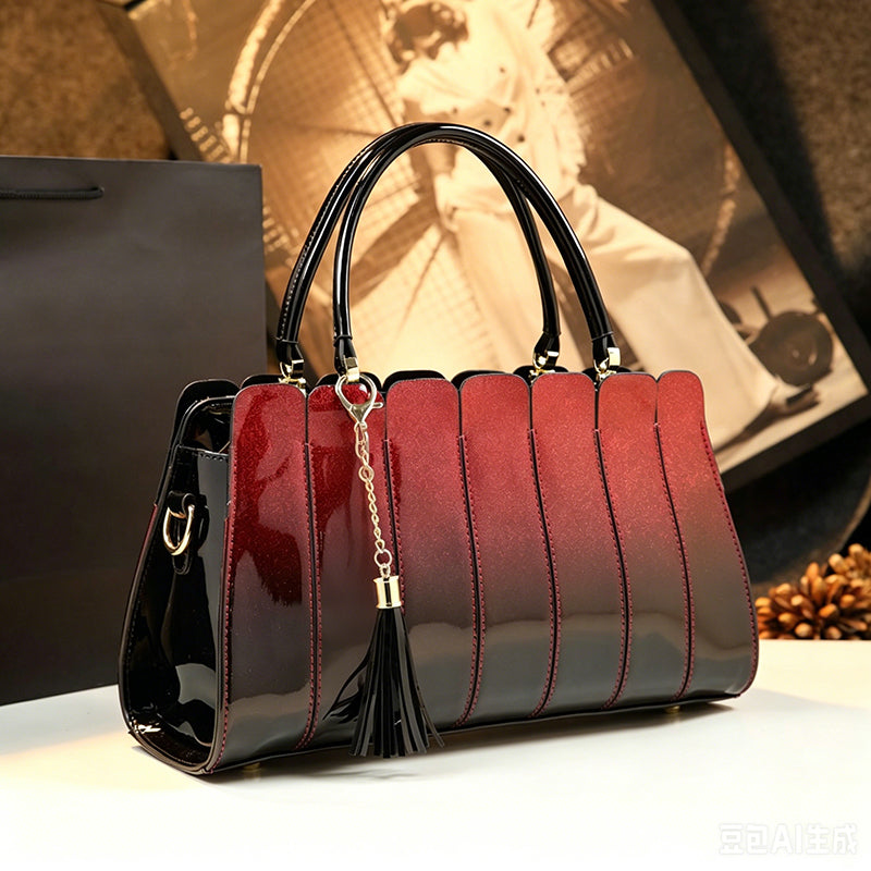 ⏰ 40 % RABATT – Nur für kurze Zeit ✨Damen Satchel Tasche mit Glanz-Effekt 💎 Gradient Design & Moderner Look
