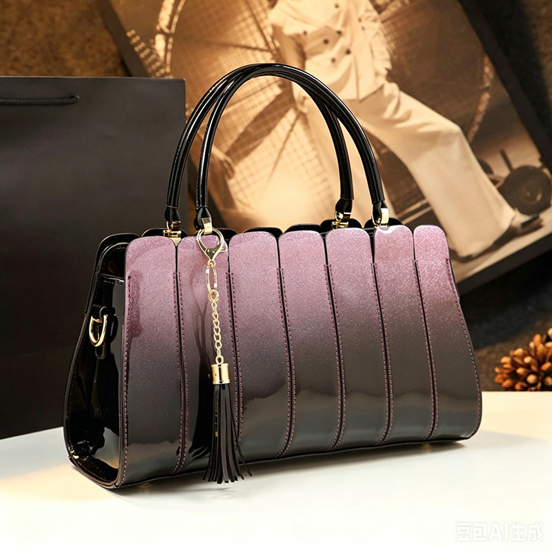 ⏰ 40 % RABATT – Nur für kurze Zeit ✨Damen Satchel Tasche mit Glanz-Effekt 💎 Gradient Design & Moderner Look