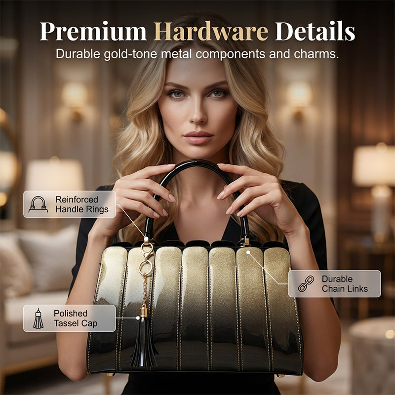 ⏰ 40 % RABATT – Nur für kurze Zeit ✨Damen Satchel Tasche mit Glanz-Effekt 💎 Gradient Design & Moderner Look