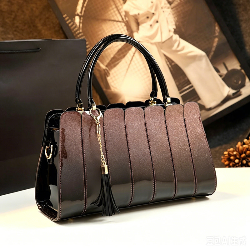 ⏰ 40 % RABATT – Nur für kurze Zeit ✨Damen Satchel Tasche mit Glanz-Effekt 💎 Gradient Design & Moderner Look