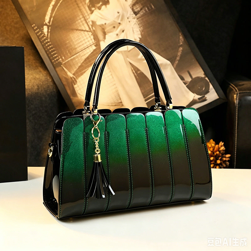 ⏰ 40 % RABATT – Nur für kurze Zeit ✨Damen Satchel Tasche mit Glanz-Effekt 💎 Gradient Design & Moderner Look