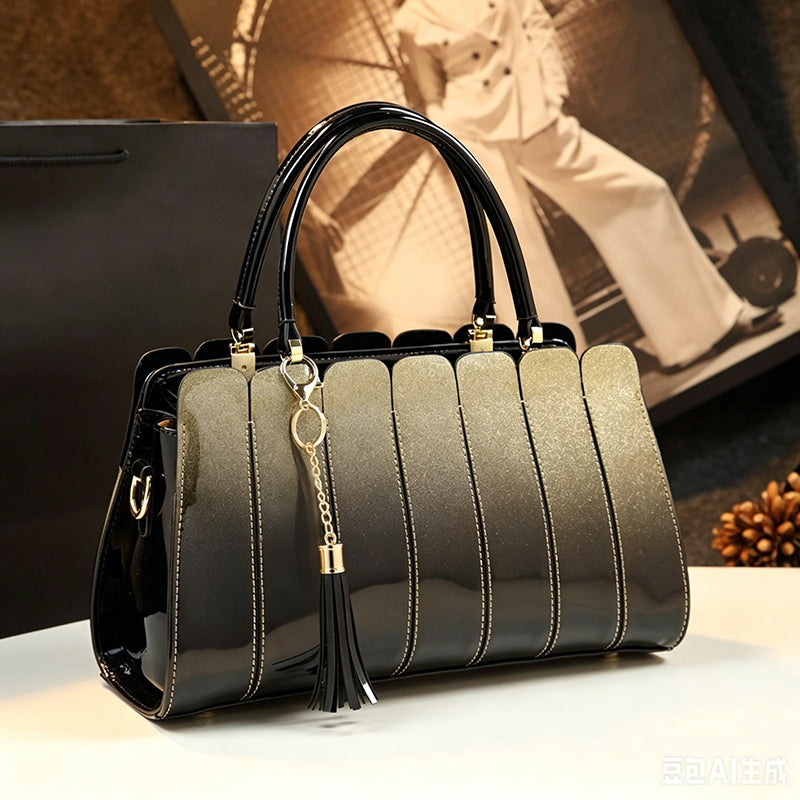⏰ 40 % RABATT – Nur für kurze Zeit ✨Damen Satchel Tasche mit Glanz-Effekt 💎 Gradient Design & Moderner Look