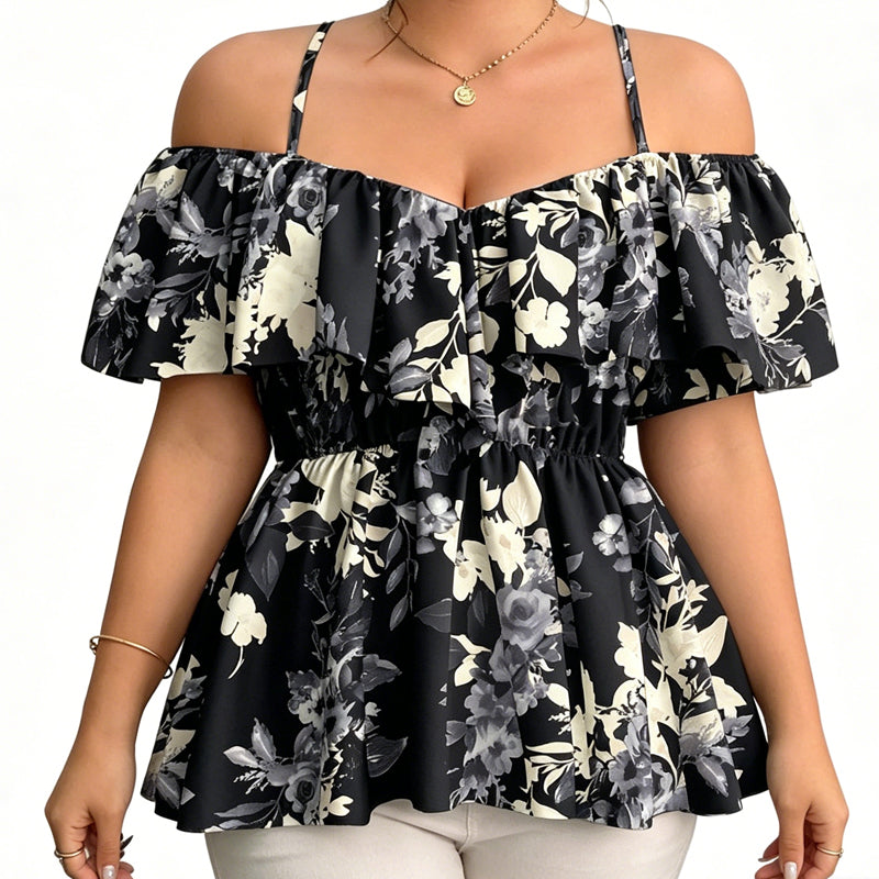 ⏰ 50 % RABATT – Nur für kurze Zeit ✨Großgrößen Damen Cami Top ✨ Schulterfrei, Locker & Mit Rüschenbesatz