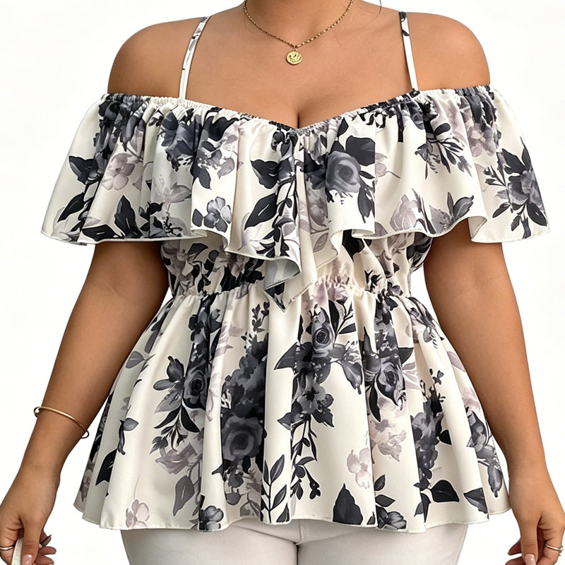 ⏰ 50 % RABATT – Nur für kurze Zeit ✨Großgrößen Damen Cami Top ✨ Schulterfrei, Locker & Mit Rüschenbesatz