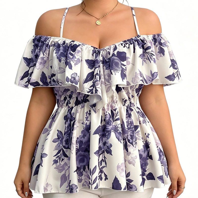 ⏰ 50 % RABATT – Nur für kurze Zeit ✨Großgrößen Damen Cami Top ✨ Schulterfrei, Locker & Mit Rüschenbesatz