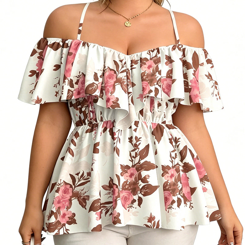 ⏰ 50 % RABATT – Nur für kurze Zeit ✨Großgrößen Damen Cami Top ✨ Schulterfrei, Locker & Mit Rüschenbesatz