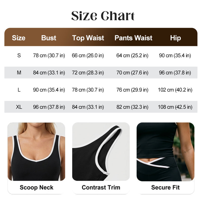 ⏰ 50 % RABATT – Nur für kurze Zeit ✨Damen Zweiteiler mit Cross-Waist Detail ✨ Tanktop & Schlaghose im Trendlook