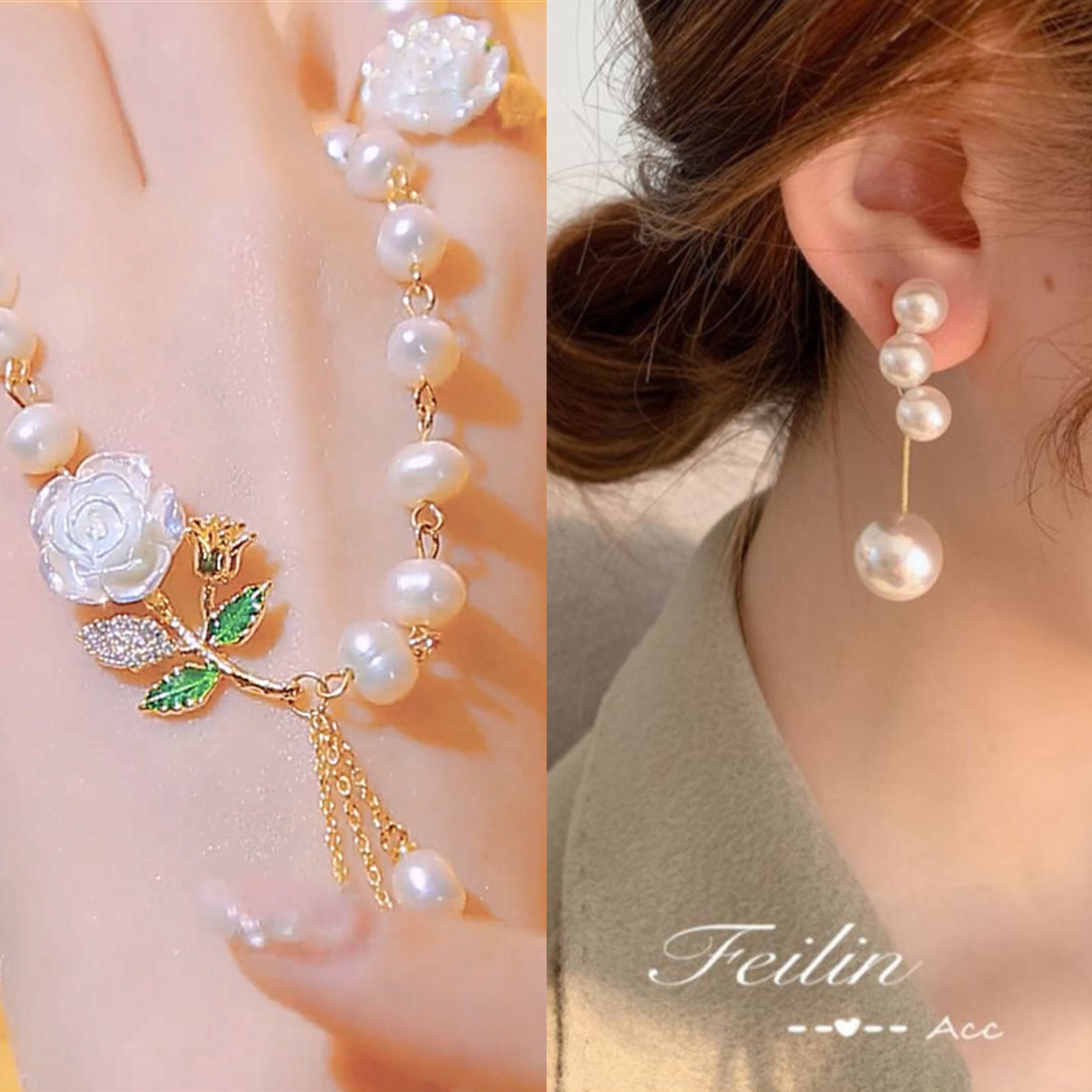 ⏰ 30 % RABATT – Nur für kurze Zeit ✨Damen Halskette mit Rosen und Perlen ✨ Romantisch, Elegant & Zeitlos