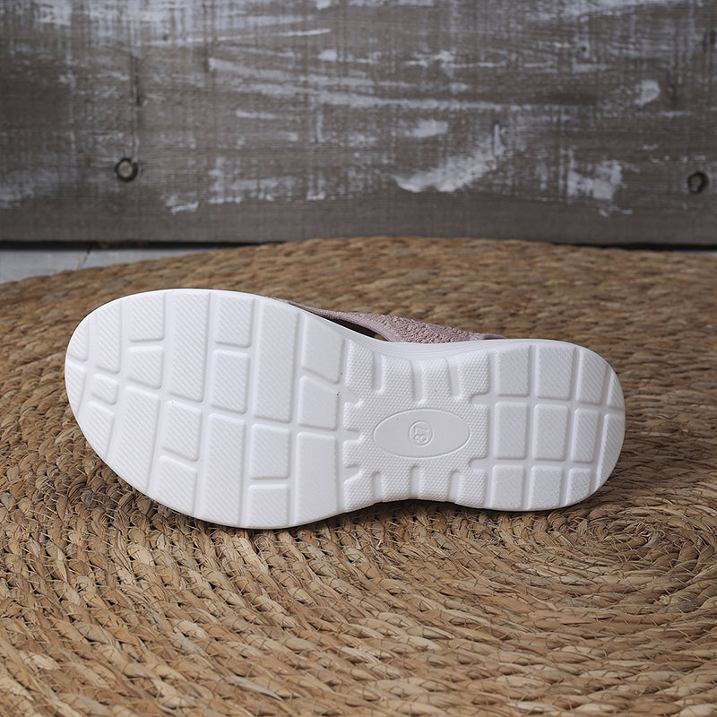 Atmungsaktive Plateau-Sandalen aus Strick für Damen