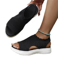 Atmungsaktive Plateau-Sandalen aus Strick für Damen