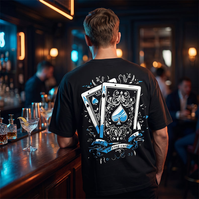 ⏰ 50 % RABATT – Nur für kurze Zeit ✨Herren-T-Shirt mit Spielkartenmotiv