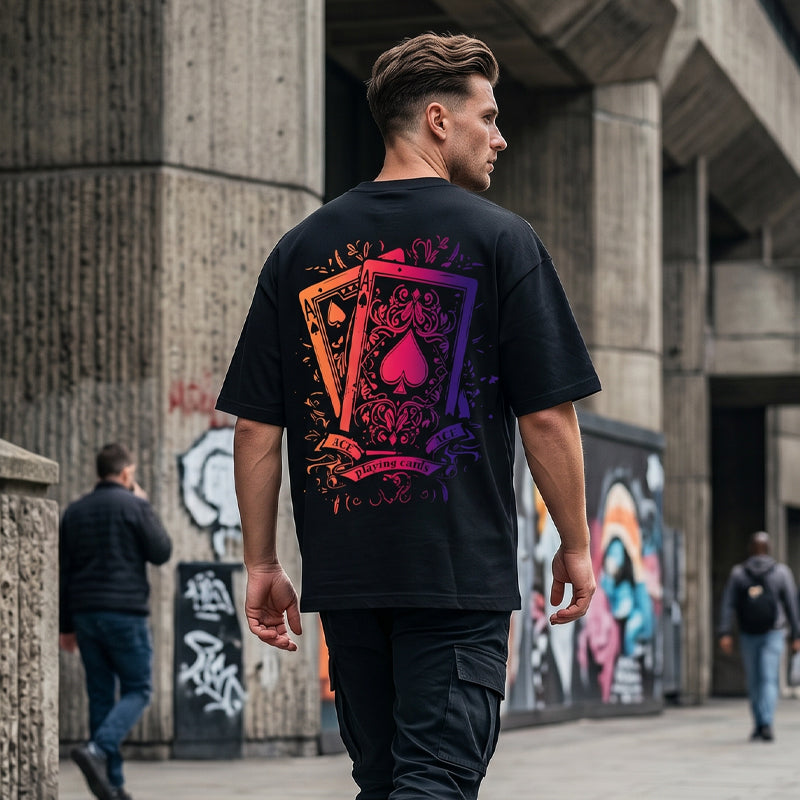 ⏰ 50 % RABATT – Nur für kurze Zeit ✨Herren-T-Shirt mit Spielkartenmotiv