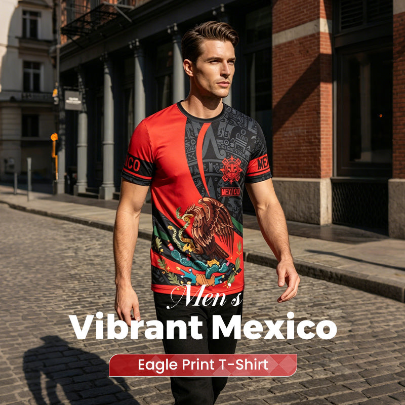 ⏰ 50 % RABATT – Nur für kurze Zeit ✨Herren Kurzarmshirt mit Adler Motiv 🦅 Mexikanisch Inspiriertes Design