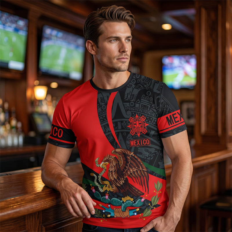 ⏰ 50 % RABATT – Nur für kurze Zeit ✨Herren Kurzarmshirt mit Adler Motiv 🦅 Mexikanisch Inspiriertes Design