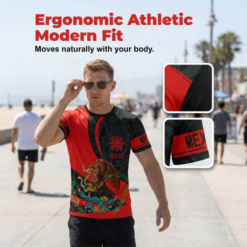 ⏰ 50 % RABATT – Nur für kurze Zeit ✨Herren Kurzarmshirt mit Adler Motiv 🦅 Mexikanisch Inspiriertes Design