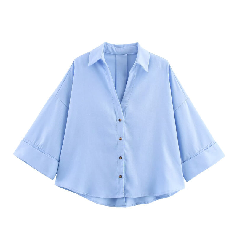 ⏰ 50 % RABATT – Nur für kurze Zeit ✨👚 Elegante Damenbluse aus Leinenmischung – Lockerer Schnitt mit weiten Ärmeln