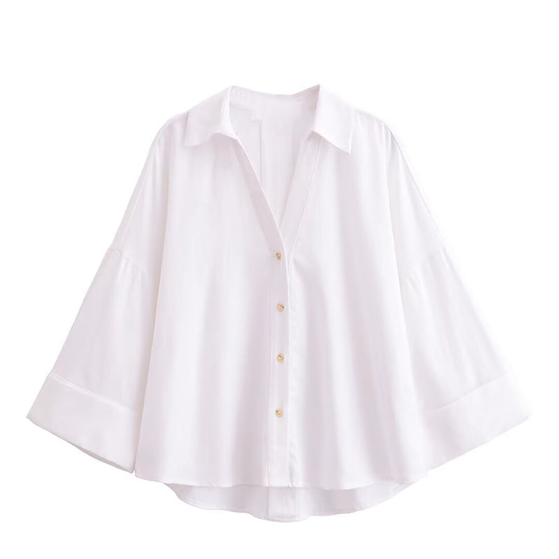 ⏰ 50 % RABATT – Nur für kurze Zeit ✨👚 Elegante Damenbluse aus Leinenmischung – Lockerer Schnitt mit weiten Ärmeln