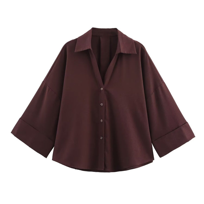 ⏰ 50 % RABATT – Nur für kurze Zeit ✨👚 Elegante Damenbluse aus Leinenmischung – Lockerer Schnitt mit weiten Ärmeln