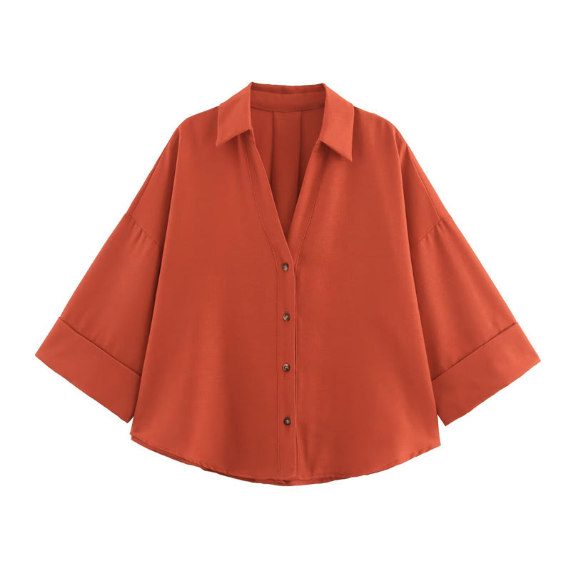 ⏰ 50 % RABATT – Nur für kurze Zeit ✨👚 Elegante Damenbluse aus Leinenmischung – Lockerer Schnitt mit weiten Ärmeln