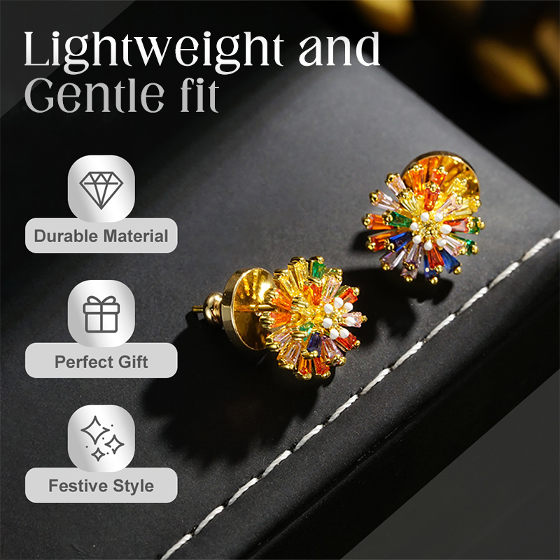 ⏰ 50 % RABATT – Nur für kurze Zeit ✨Bunte Feuerwerk Ohrstecker 💎 Zirkonia Design & Minimalistisch Elegant