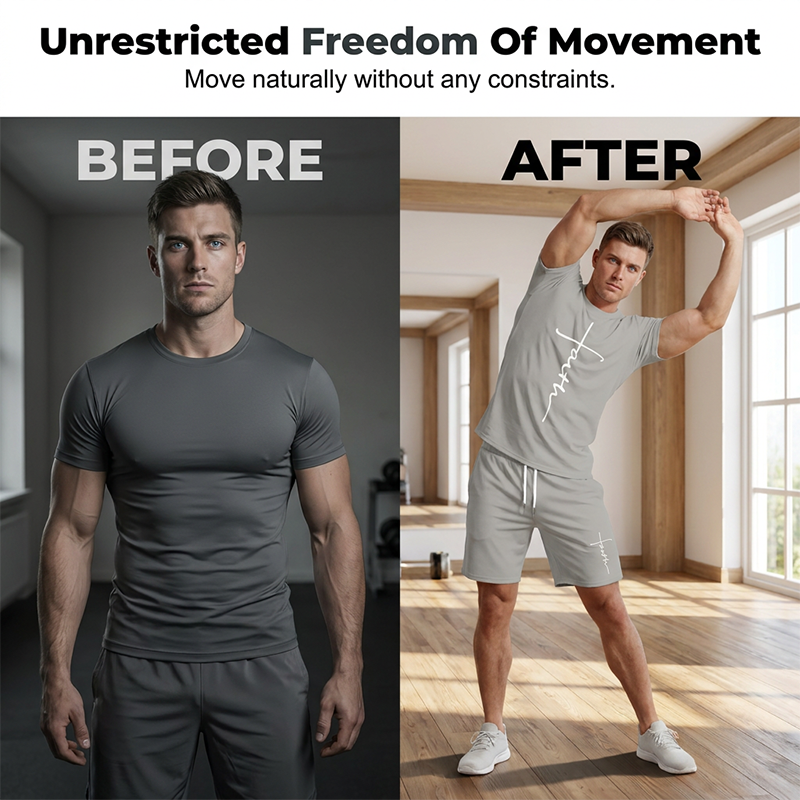 ⏰ 50 % RABATT – Nur für kurze Zeit ✨Herren Faith T-Shirt & Shorts Set ✝️ Lässiges 2-teiliges Freizeit Outfit