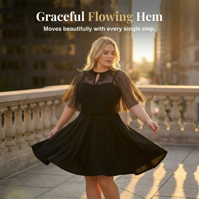 👗 50% RABATT! 👑 A-Linien-Kleid im Cape-Stil für Damen in großen Größen – Fließend, schmeichelhaft & perfekt für festliche Anlässe oder den eleganten Alltag – stilvoll und bequem zugleich ✨