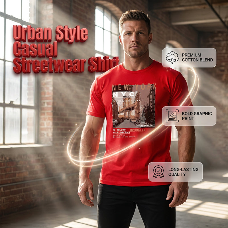 Herren T-Shirt mit New York City Print 🗽 Lässig, Bequem & Zeitlos im Urban Look