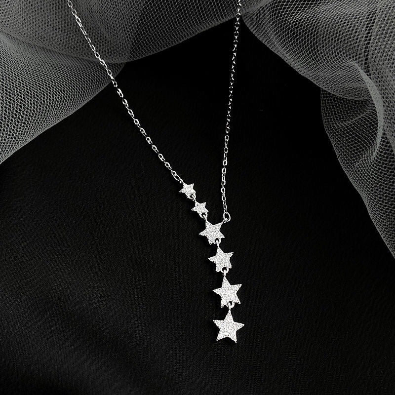 ⏰ 50 % RABATT – Nur für kurze Zeit ✨Damen Y-Kette mit Sternenanhängern ✨ Funkelnd, Elegant & Feminin