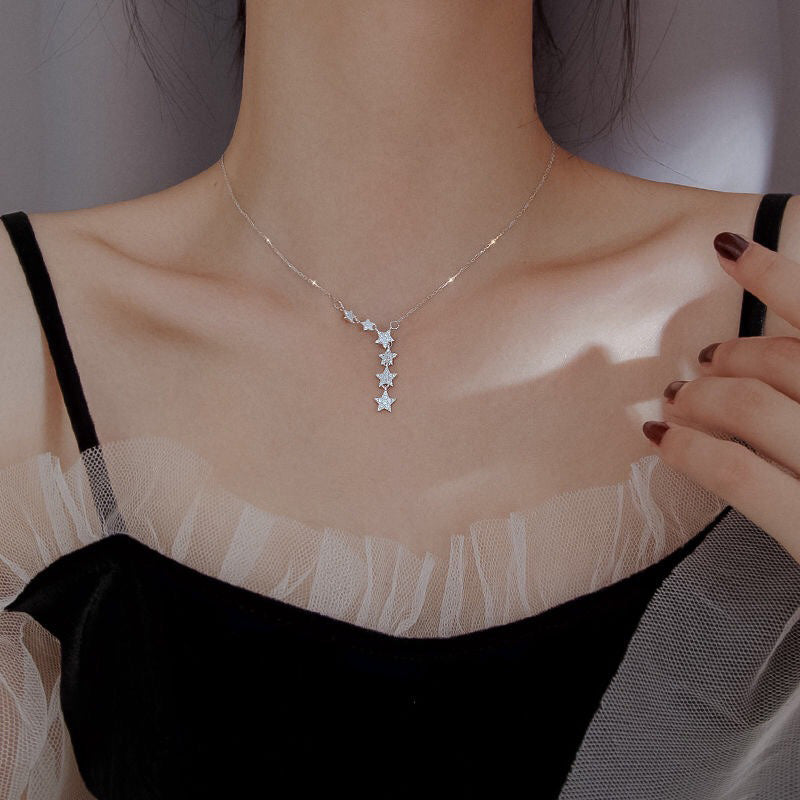 ⏰ 50 % RABATT – Nur für kurze Zeit ✨Damen Y-Kette mit Sternenanhängern ✨ Funkelnd, Elegant & Feminin