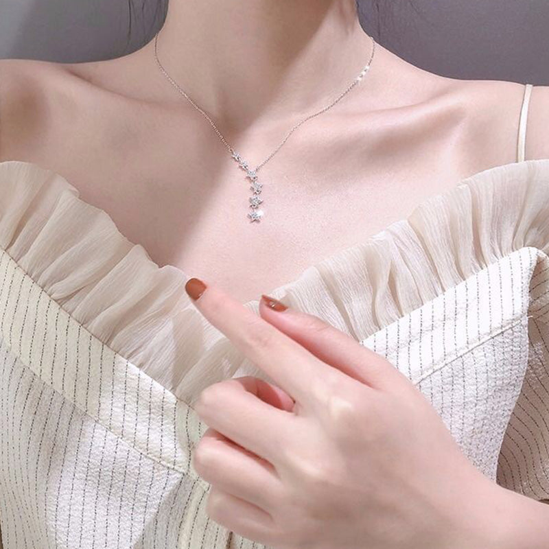 ⏰ 50 % RABATT – Nur für kurze Zeit ✨Damen Y-Kette mit Sternenanhängern ✨ Funkelnd, Elegant & Feminin