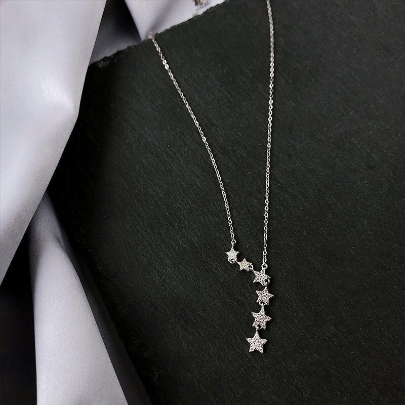 ⏰ 50 % RABATT – Nur für kurze Zeit ✨Damen Y-Kette mit Sternenanhängern ✨ Funkelnd, Elegant & Feminin