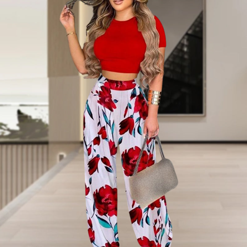 👚 2-teiliges Freizeit-Set für Damen – bedrucktes Kurzarm-Oberteil & passende Hose, luftig & bequem für den Sommer 🌸
