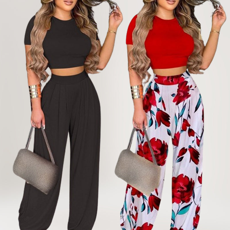 👚 2-teiliges Freizeit-Set für Damen – bedrucktes Kurzarm-Oberteil & passende Hose, luftig & bequem für den Sommer 🌸