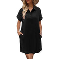 ✨Sommer-Sonderangebot 50% RABATT!✨Lässiges Kurzarmkleid mit Knöpfen und Taschen