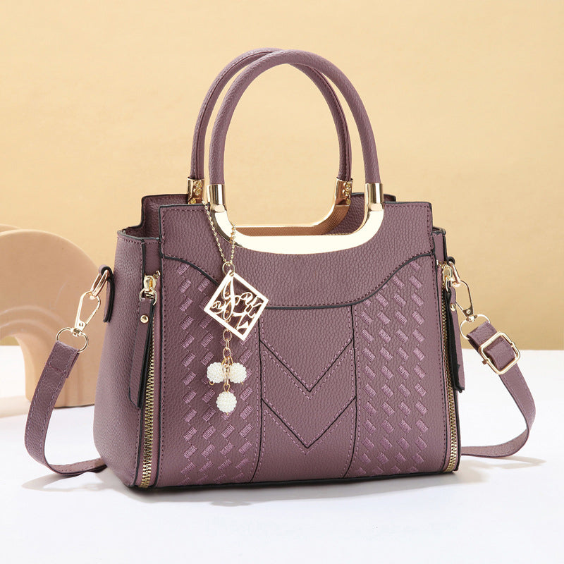 👜 NUR FÜR KURZE ZEIT: 50 % RABATT! ✨ Damen-Handtasche mit V-Naht – goldene Beschläge, mehrere Fächer, Tragegriff 🌸